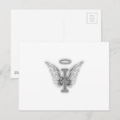 Angel Alphabet I Initiaal Letter Wings Halo Briefkaart (Voorkant / Achterkant)