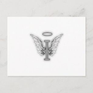 Angel Alphabet I Initiaal Letter Wings Halo Briefkaart