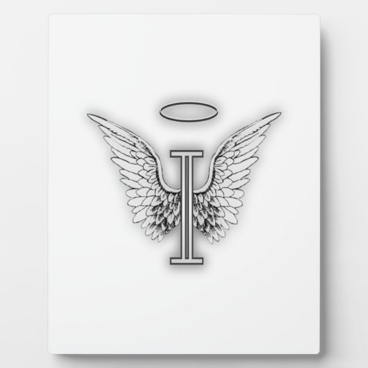 Angel Alphabet I Initiaal Letter Wings Halo Fotoplaat (Voorkant)