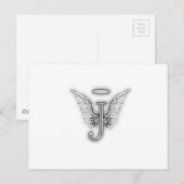 Angel Alphabet J Initiaal Letter Wings Halo Briefkaart (Voorkant / Achterkant)