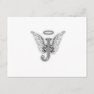 Angel Alphabet J Initiaal Letter Wings Halo Briefkaart