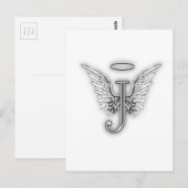 Angel Alphabet J Initiaal Letter Wings Halo Briefkaart (Voorkant / Achterkant)