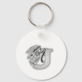 Angel Alphabet J Initiaal Monogram Sleutelhanger (Voorkant)