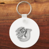 Angel Alphabet J Initiaal Monogram Sleutelhanger (Voorkant)