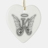Angel Alphabet K Initiaal Letter Wings Halo Keramisch Ornament (Rechts)