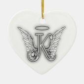 Angel Alphabet K Initiaal Letter Wings Halo Keramisch Ornament (Voorkant)