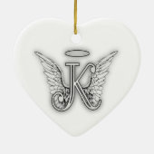 Angel Alphabet K Initiaal Letter Wings Halo Keramisch Ornament (Achterkant)