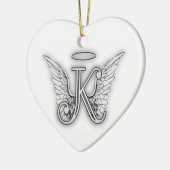 Angel Alphabet K Initiaal Letter Wings Halo Keramisch Ornament (Links)