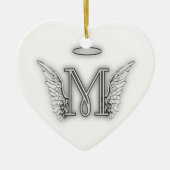 Angel Alphabet M Initiaal Letter Wings Halo Keramisch Ornament (Voorkant)