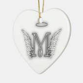 Angel Alphabet M Initiaal Letter Wings Halo Keramisch Ornament (Links)
