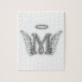 Angel Alphabet M Initiaal Letter Wings Halo Legpuzzel (Verticaal)