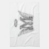 Angel Alphabet M Initiaal Letter Wings Halo Theedoek (Verticaal)