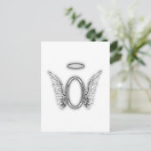 Angel Alphabet O Initiaal Letter Wings Halo Briefkaart (Staand voorkant)