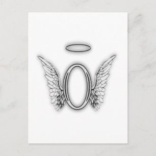 Angel Alphabet O Initiaal Letter Wings Halo Briefkaart