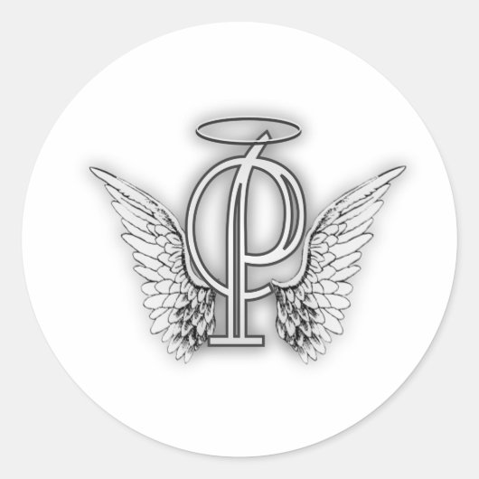 Angel Alphabet P Initiaal Letter Wings Halo Ronde Sticker (Voorkant)