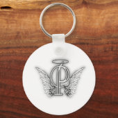 Angel Alphabet P Initiaal Letter Wings Halo Sleutelhanger (Voorkant)