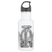 Angel Alphabet P Initiaal Letter Wings Halo Waterfles (Voorkant)