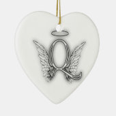 Angel Alphabet Q Initiaal Letter Wings Halo Keramisch Ornament (Rechts)
