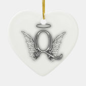 Angel Alphabet Q Initiaal Letter Wings Halo Keramisch Ornament (Voorkant)