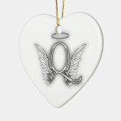 Angel Alphabet Q Initiaal Letter Wings Halo Keramisch Ornament (Links)