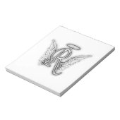 Angel Alphabet R Initiaal Letter Wings Halo Notitieblok (Linkerzijde)