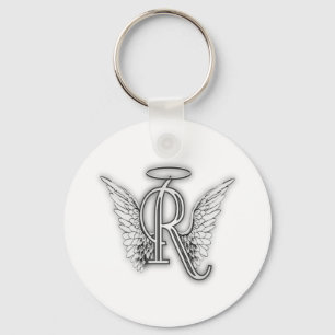 Angel Alphabet R Initiaal Letter Wings Halo Sleutelhanger