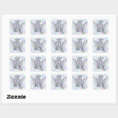 Angel Alphabet R Initiaal Letter Wings Halo Square Vierkante Sticker (Vel)