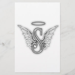 Angel Alphabet S Initiaal Letter Wings Halo
