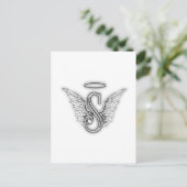 Angel Alphabet S Initiaal Letter Wings Halo Briefkaart (Staand voorkant)