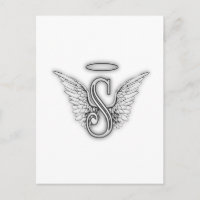 Angel Alphabet S Initiaal Letter Wings Halo