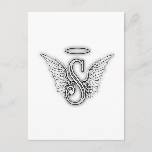 Angel Alphabet S Initiaal Letter Wings Halo Briefkaart (Voorkant)
