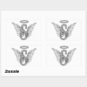 Angel Alphabet S Initiaal Letter Wings Halo Rechthoekige Sticker (Vel)
