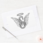 Angel Alphabet S Initiaal Letter Wings Halo Rechthoekige Sticker (Envelop)