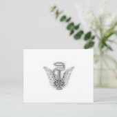 Angel Alphabet T Initiaal Letter Wings Halo Briefkaart (Staand voorkant)
