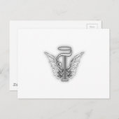 Angel Alphabet T Initiaal Letter Wings Halo Briefkaart (Voorkant / Achterkant)