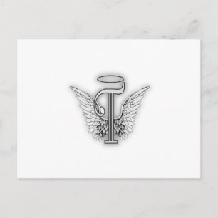 Angel Alphabet T Initiaal Letter Wings Halo Briefkaart