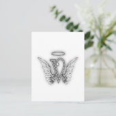 Angel Alphabet V Initiaal Letter Wings Halo Briefkaart (Staand voorkant)