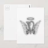 Angel Alphabet V Initiaal Letter Wings Halo Briefkaart (Voorkant / Achterkant)
