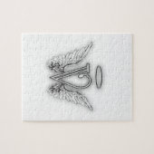 Angel Alphabet V Initiaal Letter Wings Halo Legpuzzel (Horizontaal)