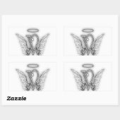 Angel Alphabet V Initiaal Letter Wings Halo Rechthoekige Sticker (Vel)