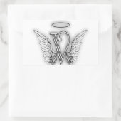 Angel Alphabet V Initiaal Letter Wings Halo Rechthoekige Sticker (Tas)