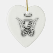 Angel Alphabet Z Initiaal Letter Wings Halo Keramisch Ornament (Rechts)
