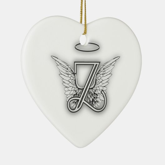 Angel Alphabet Z Initiaal Letter Wings Halo Keramisch Ornament (Rechts)