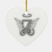 Angel Alphabet Z Initiaal Letter Wings Halo Keramisch Ornament (Voorkant)