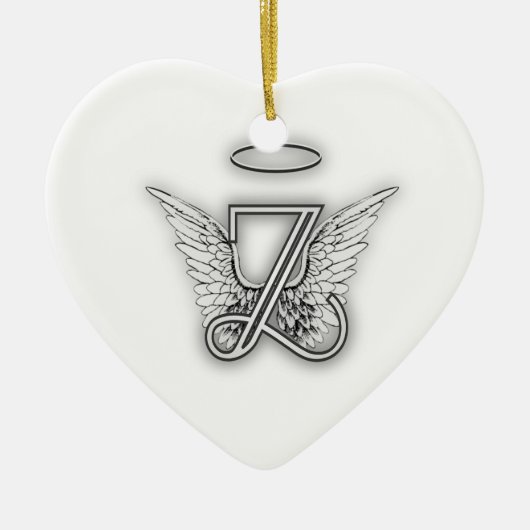 Angel Alphabet Z Initiaal Letter Wings Halo Keramisch Ornament (Voorkant)