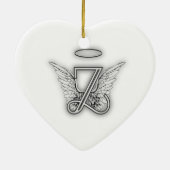 Angel Alphabet Z Initiaal Letter Wings Halo Keramisch Ornament (Achterkant)