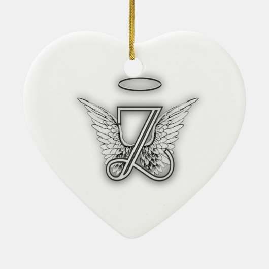 Angel Alphabet Z Initiaal Letter Wings Halo Keramisch Ornament (Achterkant)