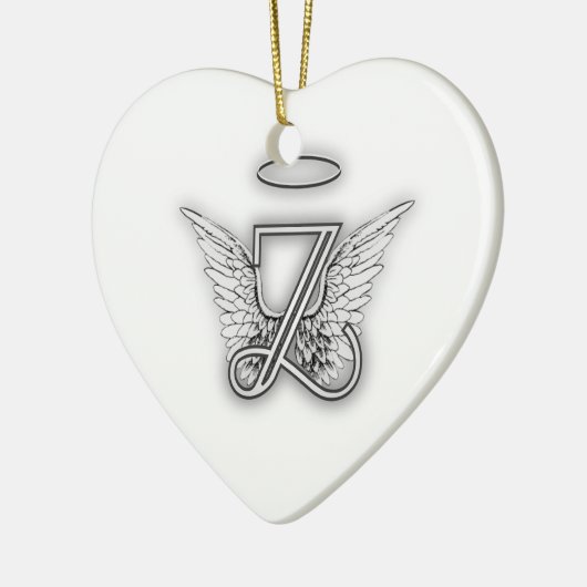 Angel Alphabet Z Initiaal Letter Wings Halo Keramisch Ornament (Links)