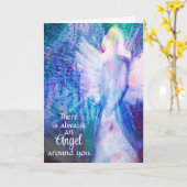 Angel altijd rond etherisch blauw Wenskaart Kaart (Gele Bloem)