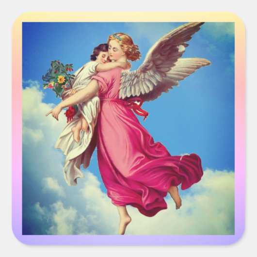 Angel And Child Inspirational Vierkante Sticker (Voorkant)